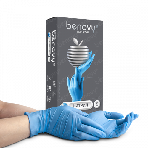 Перчатки «BENOVY» нитрил 100шт L (1/10)