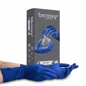 Перчатки латексные сверхпрочные BENOVY (50шт) M (1/10)