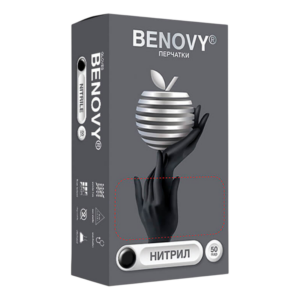 Перчатки «BENOVY» нитрил черный 100шт L (1/10)