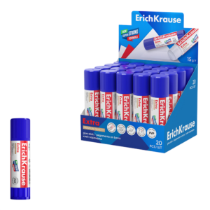 Клей-карандаш ErichKrause Extra, 15г (в коробке-дисплее по 20 шт.)